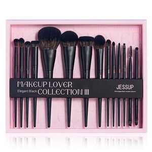 Jessup 14Pcs T336-G Black Kabuki Makeup Brushes Set With Gift Box